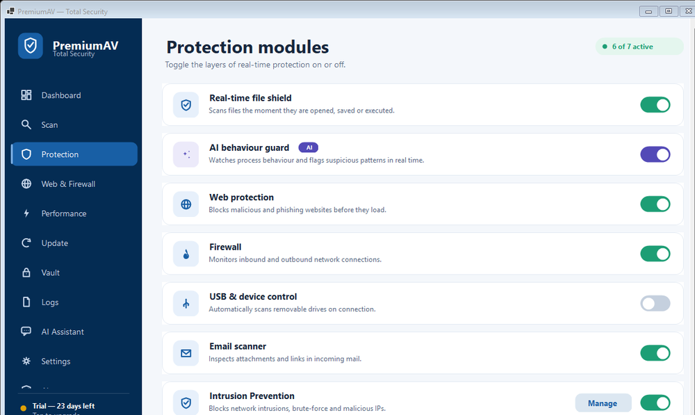 PremiumAV protection modules